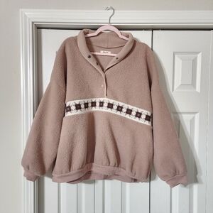 Madewell Blush Sherpa Quater Button Up Jacket